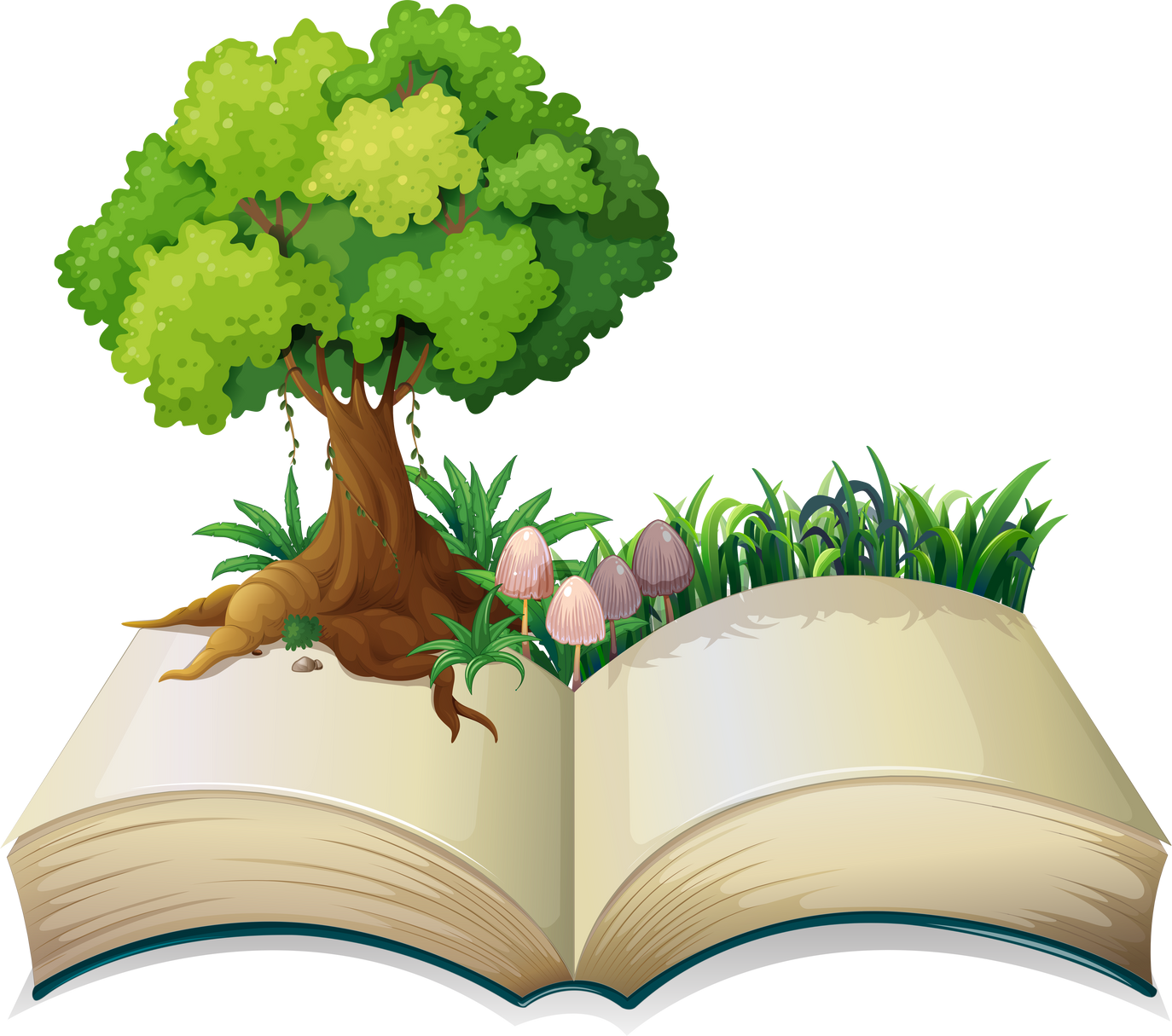 Open Book with Tree Illustration